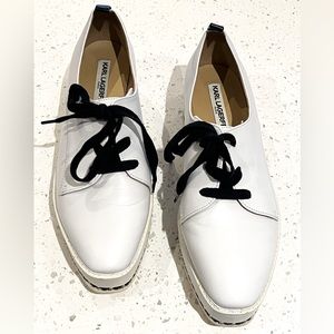 Karl Lagerfeld white platform leather lace up oxfords size 8.5